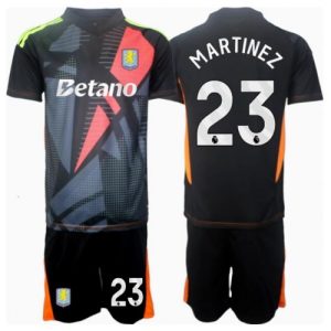 Cheap Aston Villa Football Jerseys Emiliano Martinez #23 Goalkeeper Away Stadium Kit for Kids 2024-25