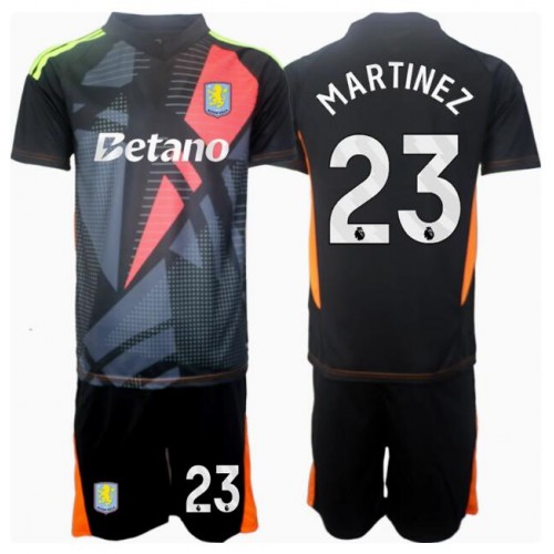 Cheap Aston Villa Football Jerseys Emiliano Martinez #23 Goalkeeper Away Stadium Kit for Kids 2024-25