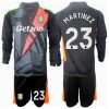 Cheap Aston Villa Football Jerseys Emiliano Martinez #23 Goalkeeper Away Stadium Kit for Kids 2024-25 Long Sleeve (+ pants)
