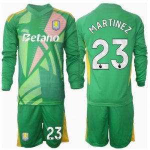 Cheap Aston Villa Football Jerseys Emiliano Martinez #23 Goalkeeper Home Stadium Kit for Kids 2024-25 Long Sleeve (+ pants)
