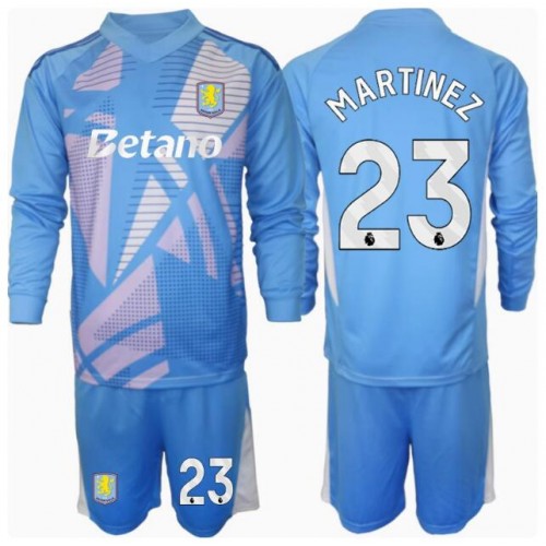 Cheap Aston Villa Football Jerseys Emiliano Martinez #23 Goalkeeper Third Stadium Kit for Kids 2024-25 Long Sleeve (+ pants)