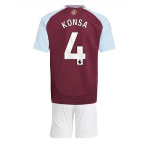 Cheap Aston Villa Football Jerseys Ezri Konsa #4 Home Stadium Kit for Kids 2024-25