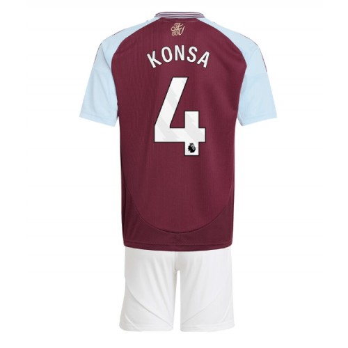 Cheap Aston Villa Football Jerseys Ezri Konsa #4 Home Stadium Kit for Kids 2024-25