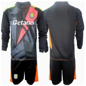 Cheap Aston Villa Football Jerseys Goalkeeper Away Stadium Kit for Kids 2024-25 Long Sleeve (+ pants)