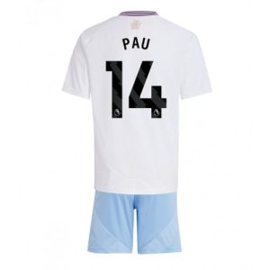 Cheap Aston Villa Football Jerseys Pau Torres #14 Away Stadium Kit for Kids 2024-25