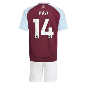 Cheap Aston Villa Football Jerseys Pau Torres #14 Home Stadium Kit for Kids 2024-25