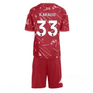 Buy Liverpool Ronald Araujo #33 Cheap Home Stadium Kit for Kids 2026-27 football kit set For Sale Liverpool Ronald Araujo #33 Cheap Home Stadium Kit for Kids 2026-27 football kit set
