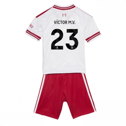 Buy Liverpool Victor Munoz #23 Cheap Away Stadium Kit for Kids 2026-27 football kit set For Sale Liverpool Victor Munoz #23 Cheap Away Stadium Kit for Kids 2026-27 football kit set