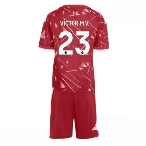 Buy Liverpool Victor Munoz #23 Cheap Home Stadium Kit for Kids 2026-27 football kit set For Sale Liverpool Victor Munoz #23 Cheap Home Stadium Kit for Kids 2026-27 football kit set