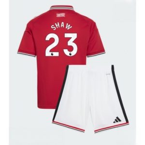 For Sale  Manchester United Luke Shaw #23 Cheap Football Kits set Home Stadium Kit Kids 2026-27