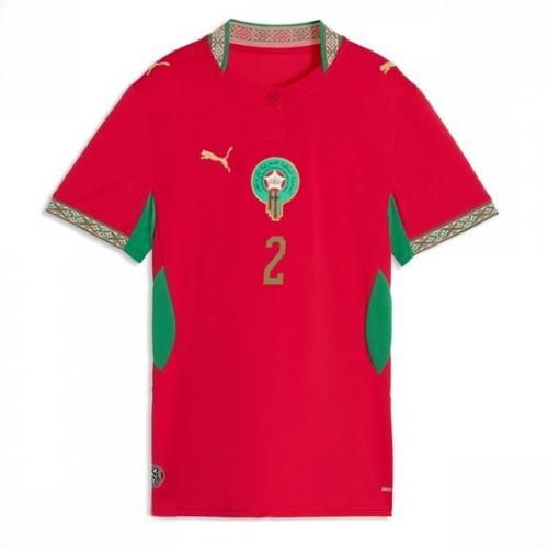 Morocco Achraf Hakimi #2 Soccer Jerseys Home Stadium Shirt for Women World Cup 2026 Short Sleeve - Image 2