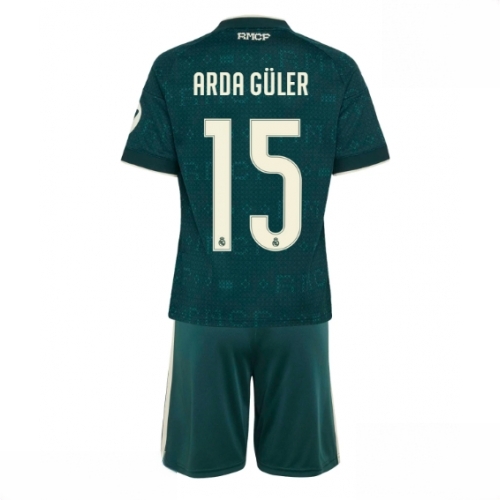 Buy Real Madrid Arda Guler #15 Cheap Away Stadium Kit for Kids 2026-27 Soccer Jersey Kit For Sale Real Madrid Arda Guler #15 Cheap Away Stadium Kit for Kids 2026-27 Soccer Jersey Kit