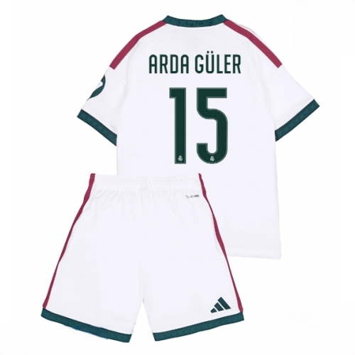 Buy Real Madrid Arda Guler #15 Cheap Home Stadium Kit for Kids 2026-27 Soccer Jersey Kit For Sale Real Madrid Arda Guler #15 Cheap Home Stadium Kit for Kids 2026-27 Soccer Jersey Kit