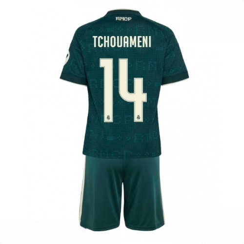 Buy Real Madrid Aurelien Tchouameni #14 Cheap Away Stadium Kit for Kids 2026-27 Soccer Jersey Kit For Sale Real Madrid Aurelien Tchouameni #14 Cheap Away Stadium Kit for Kids 2026-27 Soccer Jersey Kit