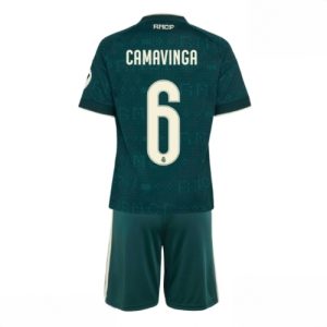 Buy Real Madrid Eduardo Camavinga #6 Cheap Away Stadium Kit for Kids 2026-27 Soccer Jersey Kit For Sale Real Madrid Eduardo Camavinga #6 Cheap Away Stadium Kit for Kids 2026-27 Soccer Jersey Kit
