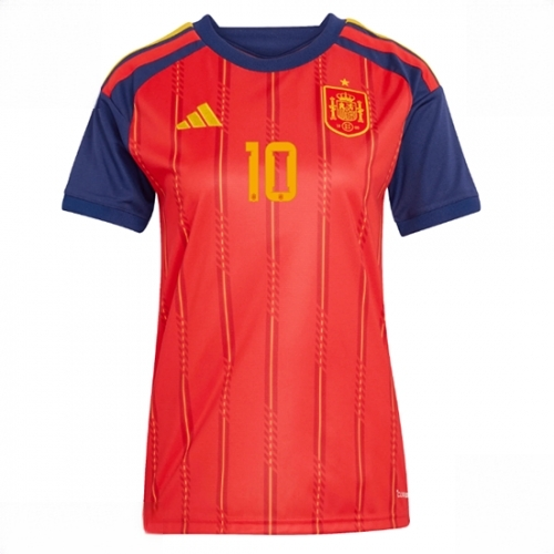 Spain Dani Olmo #10 UK Cheap Home Stadium Shirt for Women World Cup 2026 Short Sleeve - Image 2