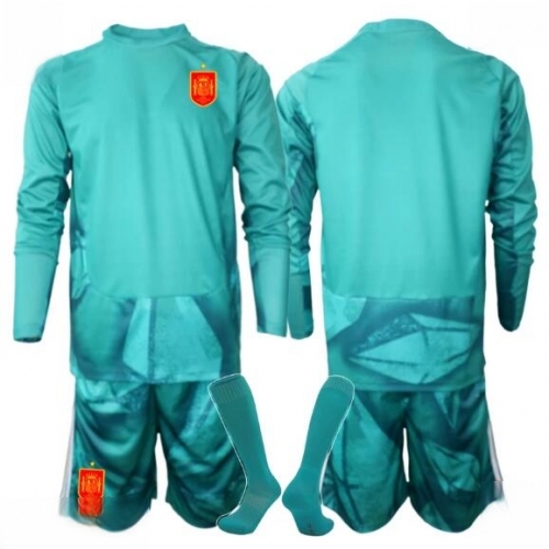 Buy Spain Goalkeeper Soccer Jerseys Away Stadium Kit for Kids World Cup 2026 Long Sleeve (+ pants) For Sale Spain Goalkeeper Soccer Jerseys Away Stadium Kit for Kids World Cup 2026 Long Sleeve (+ pants)